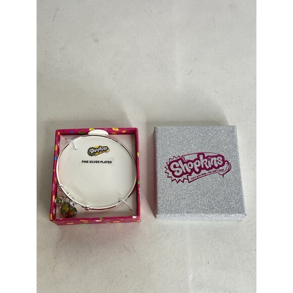 Shopkins Fine Silver Plated Charm Bangle Bracelet with Gift Box - Picture 2 of 4